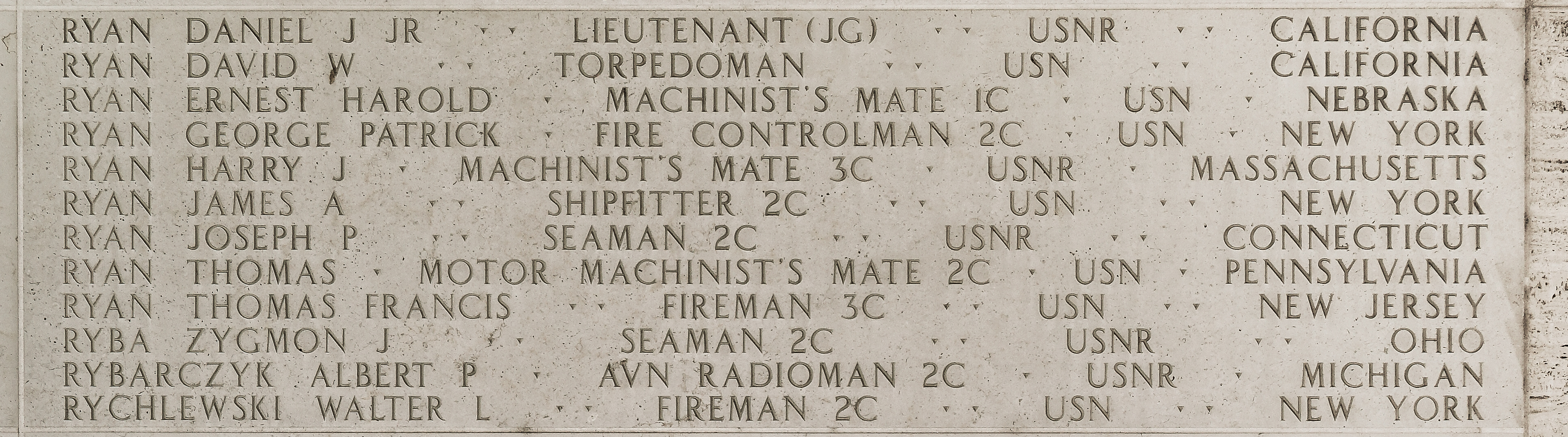 George Patrick Ryan, Fire Controlman Second Class